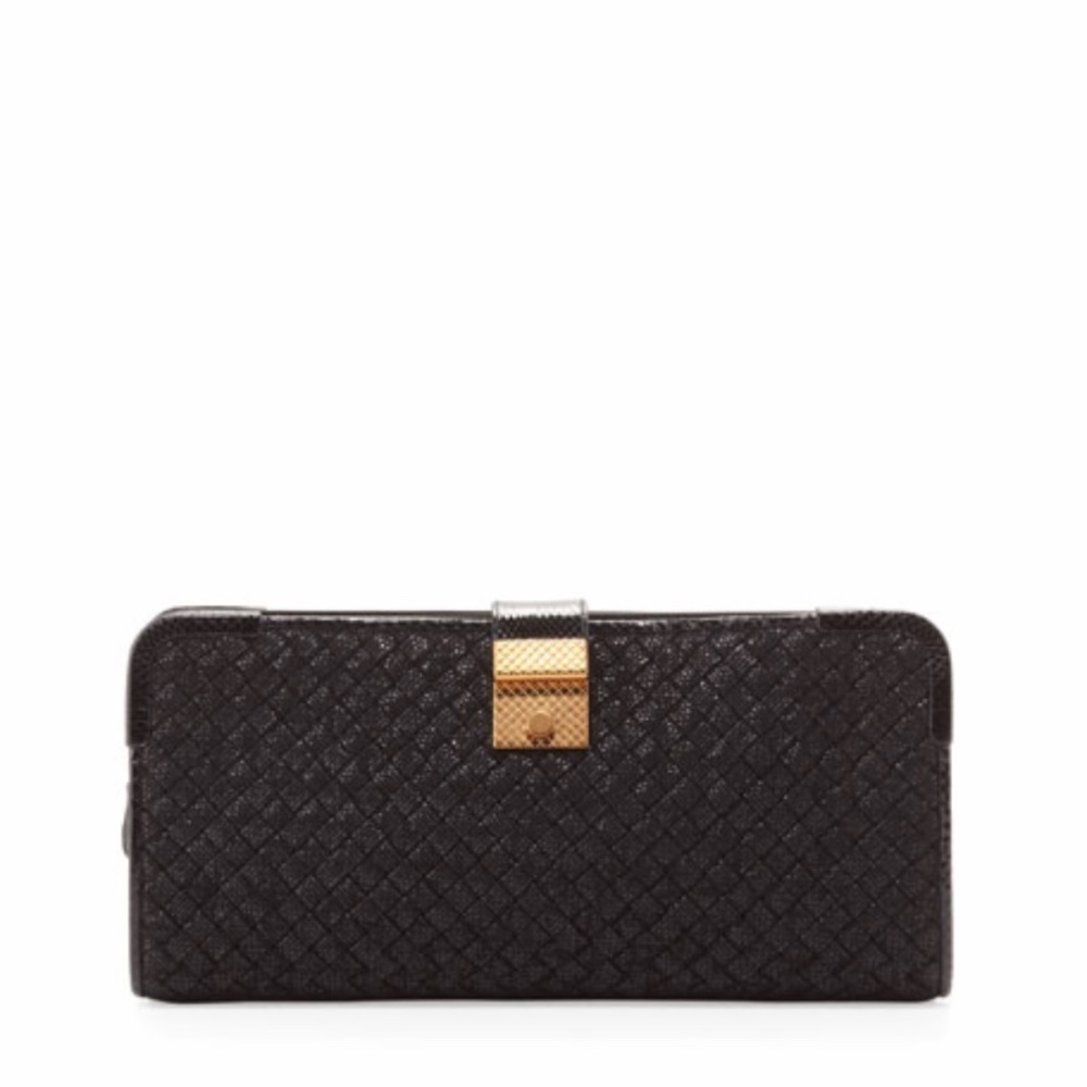 Bottega Veneta Rafialana Snake-Trimmed Clutch